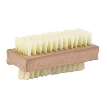 Brosse à ongles double face en bois 2 en 1 avec poignée antidérapante pour le nettoyage des ongles