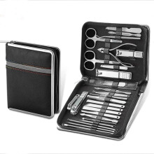 26-teiliges Maniküre- und Pediküre-Set aus Edelstahl, rostfreie Nagelschere, Reiseetui, Schwarz