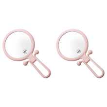 Pink 2-Pack 10X Handheld Magnifier, Double-Sided Folding Makeup Mirror with Adjustable Handle