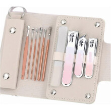 Pinkfarbenes, professionelles 10-teiliges Maniküre-Set aus Edelstahl mit Nagelknipser und Ohrlöffel, Grün