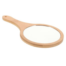 Bamboo Handheld Makeup Mirror for Women, Portable with Handle