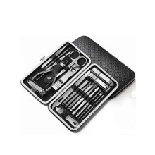 Set di 19 tagliaunghie neri con custodia portatile – Kit per manicure e cura della persona in acciaio inossidabile