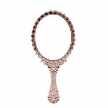 Rose Gold Vintage Handheld Face Mirror, ABS & Glass Round, 25cm x 11.5cm
