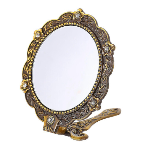 Miroir de maquillage portable pliable en cristal