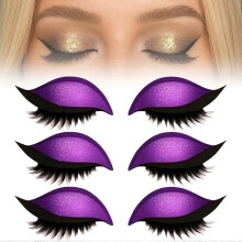 Purple Adjustable False Eyelash Stickers with Eyeshadow, Reusable Quick Eye Makeup for Beginners