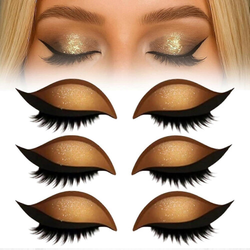 Gold Adjustable Eyelash Stickers Quick Eye Makeup Combo Reusable False Eyelashes for Beginners