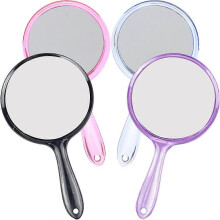 Miroir à double poignée, lot de 4, bleu transparent, pour la maison, les voyages et l'école