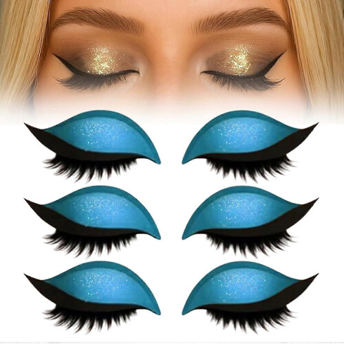 Blue Adjustable Eyelash Stickers & Eyeshadow Combo, Reusable False Lashes for Beginners