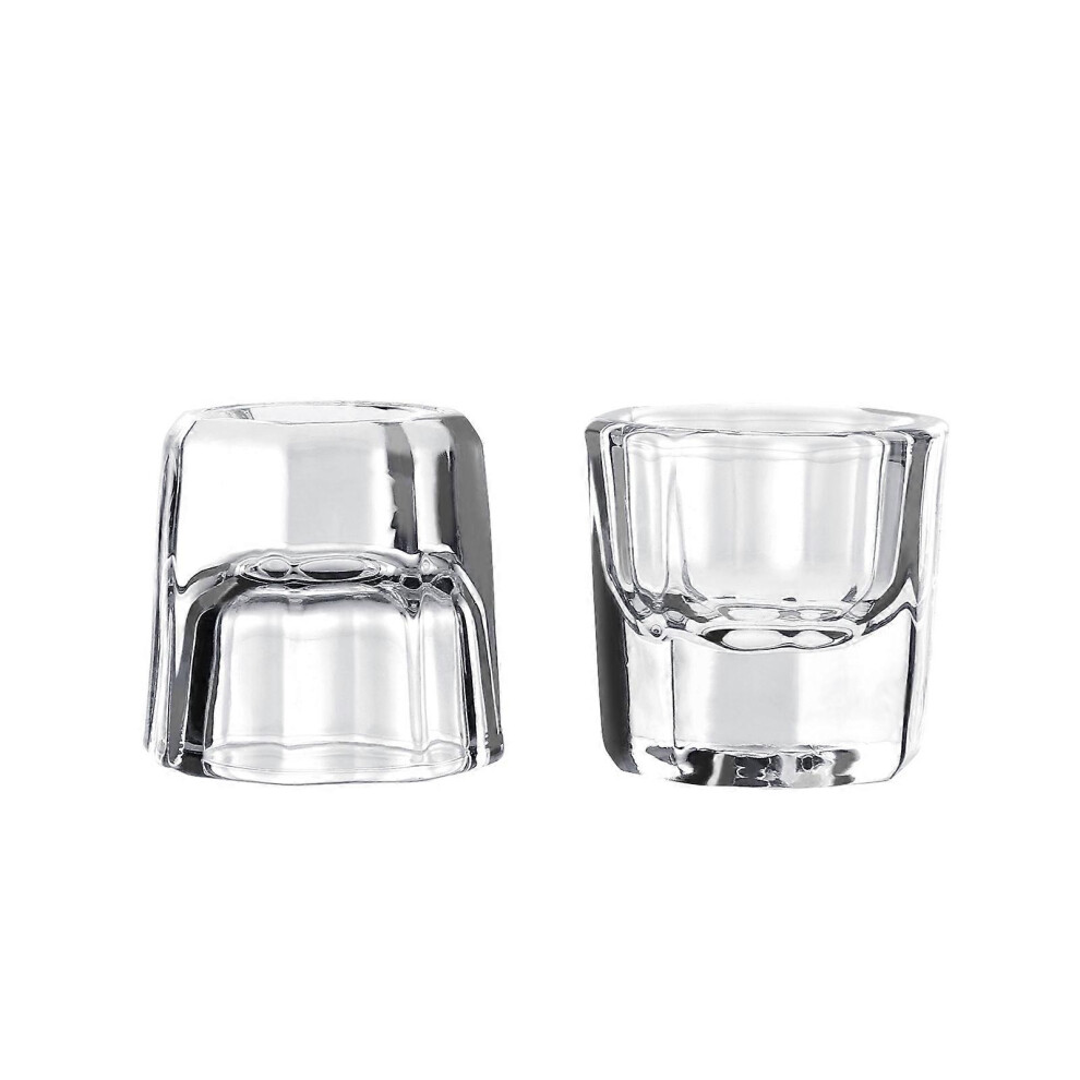 Dappen Cup 2Pcs Manicure Glass Crystal Cups for Nail Art Mixing