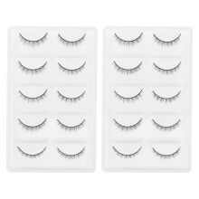 Black 1.3" x 0.4" Short Wispy Fake Eyelashes, 10 Pairs