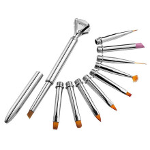 10-teiliges Nagelkunst-Pinselset für professionelle Maniküre, silberne Stifte