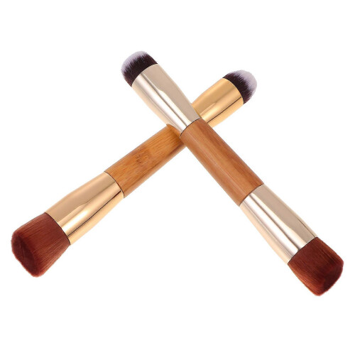 Cosmetics Double-Ended Blush Brush 2Pcs Gold