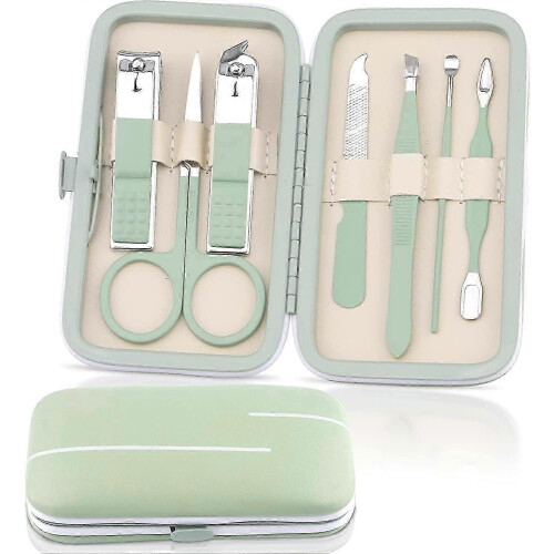 Portable Nail Clippers 7-Piece Set, Green