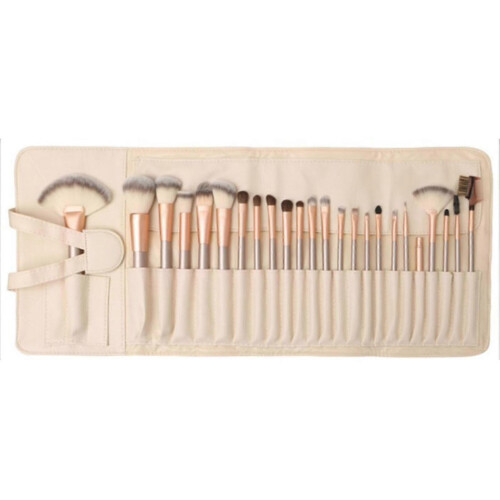 24Pcs Super Soft Natural 3D Professional Makeup Brush Set with Storage Bag