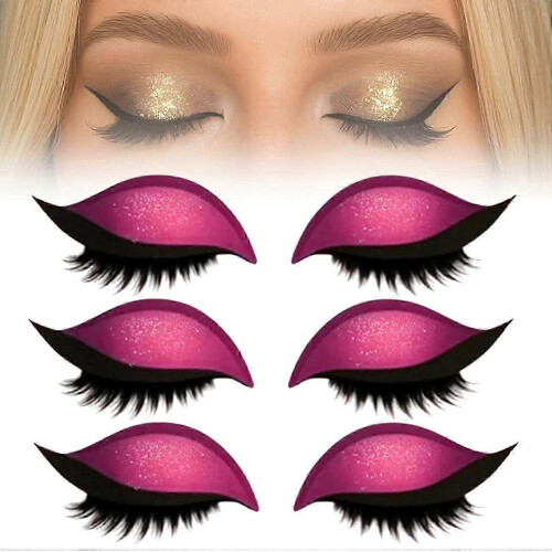 Pink Adjustable False Eyelash Stickers with Eyeshadow, Reusable Quick Eye Makeup for Beginners