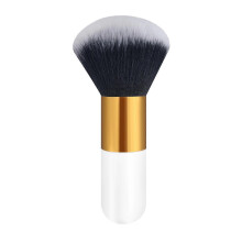 Pinceau Kabuki grand format or et blanc 10 cm, coupe plate – Finition impeccable, moderne