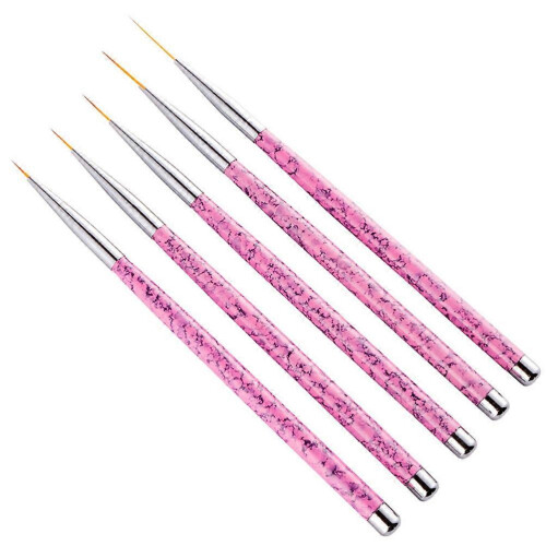 Set di 5 penne per nail art e manicure con pennelli rosa
