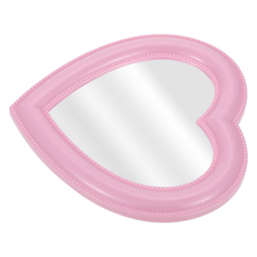 Specchio cosmetico da parete a forma di cuore rosa per ragazze, 1 pezzo