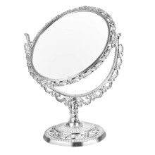 Double-Sided Retro Heart Makeup Mirror for Desktop, Bathroom, Bedroom