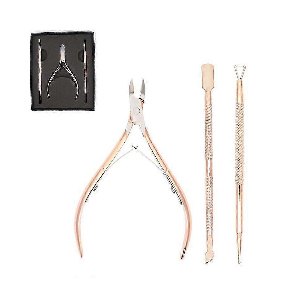Cuticle Grooming Kit â Cutter, Steel Pusher & File, Stainless Steel