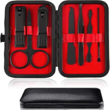7-in-1-Maniküre-Set mit professionellem Nagelknipser aus Edelstahl, Pediküre-Set aus rotem Leder