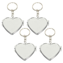4Pcs Mini Heart Mirror Keyring Folding Metal Keychain Pendant