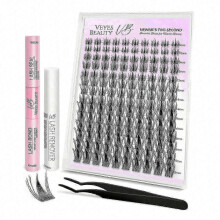 Veyesbeauty Manga Lash Clusters 140 pezzi 8-18 mm Nero, Volume drammatico, Fascia invisibile, Lunga durata e riutilizzabile