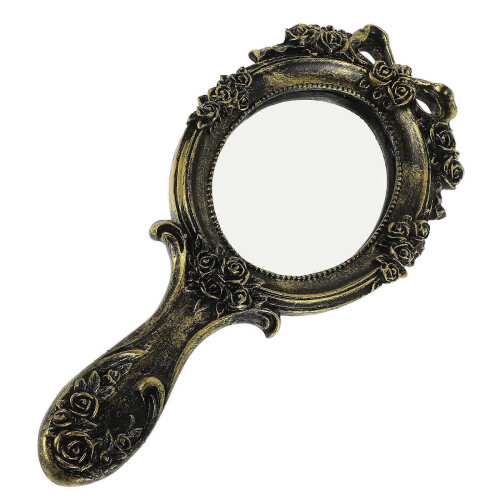 Retro Vintage Handheld Makeup Mirror for Women, Portable Style