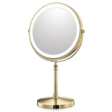 Gold Tri Light Luxora 8-Inch Makeup Mirror, USB Charging, 10x Magnification, Backlit Adjustable Light