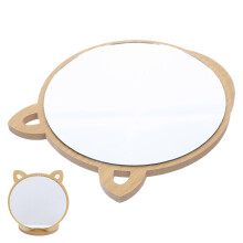 Light Brown Wooden Desktop Vanity Makeup Mirror