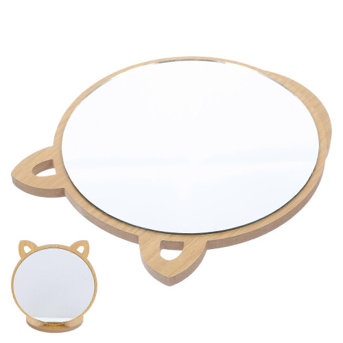 Light Brown Wooden Desktop Vanity Makeup Mirror