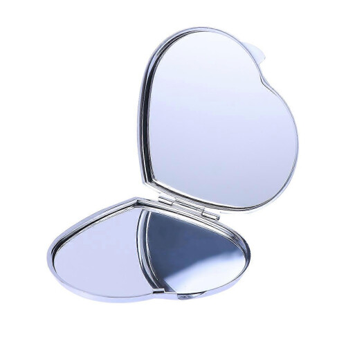 Silver Heart Compact Portable Makeup Mirror