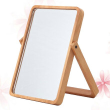 Miroir de maquillage de bureau en bois pour la maison, marron clair