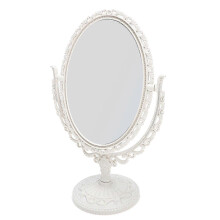 Beige 30x19x11.5cm Oval Double-Sided Vintage Vanity Mirror for Desktop Decor
