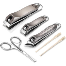 6-in-1 Maniküre-Set aus Edelstahl, Nagelknipser, Nasenschere, Ohrlöffel, Reiseutensilien