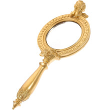 Golden Resin Hand Mirror for Daily Portable Makeup Use