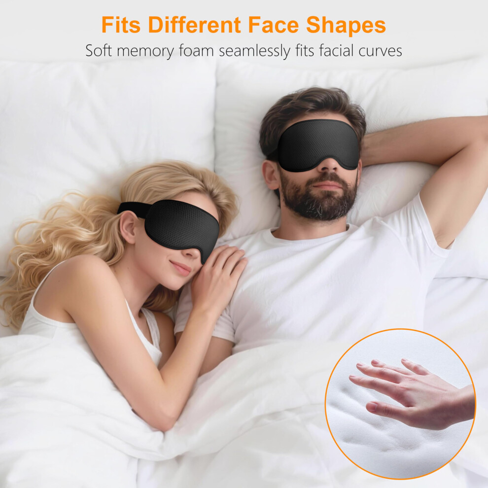 Gritin 100% Blackout Sleep Eye Mask For Sleeping-Ultra Soft Comfortable Zero Eye Pressure Eye Masks For Side Sleepers With Adjustable Strap, 3D Ergon