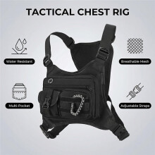 Outdoor Chest Bag for Men and Women Waterproof Vest for Running, Cycling, Chest Pack Rig for Sports and Workouts Black