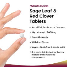 Sage Leaf & Red Clover Tablets for Menopause - 3000mg High Strength Perimenopause Supplements with Sage Leaf and Red Clover Menopause Supplements - V