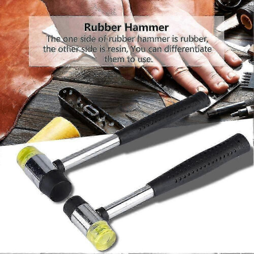 Double-ended Rubber Hammer with Plastic Handle for DIY Leather Craft - 25mm+30mm, Black (2pcs) 1