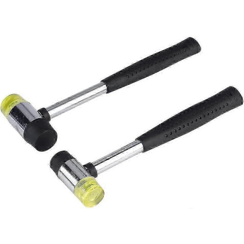 Double-ended Rubber Hammer with Plastic Handle for DIY Leather Craft - 25mm+30mm, Black (2pcs) 2
