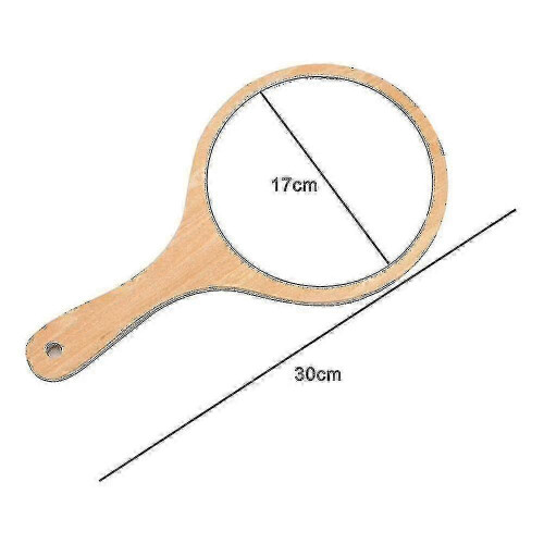 Specchio circolare da parrucchiere con manico in legno - 1