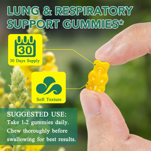 Mullein Gummies 2000mg for Lungs -Mullein Leaf Extract for Lungs Cleanse & Detox 2