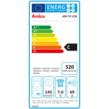 Amica ADV7CLCW Tumble Dryer Vented White Freestanding 7 Kilogram C Energy R