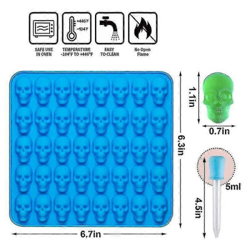 2pcs Silicone Gummy Skull Candy Molds with 1 Dropper - for Blue Candy 2