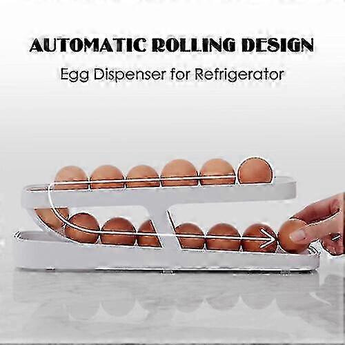 2-Tier Auto Rolling Egg Holder for Refrigerator - Ideal Egg Dispenser 1