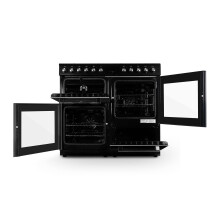 Montpellier MDFRC100K 100cm Dual Fuel Range Cooker Black 7 Gas Burners Doub
