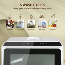 eklipt Table Top Dishwasher Mini Countertop Dishwasher with 6 Programs Buil
