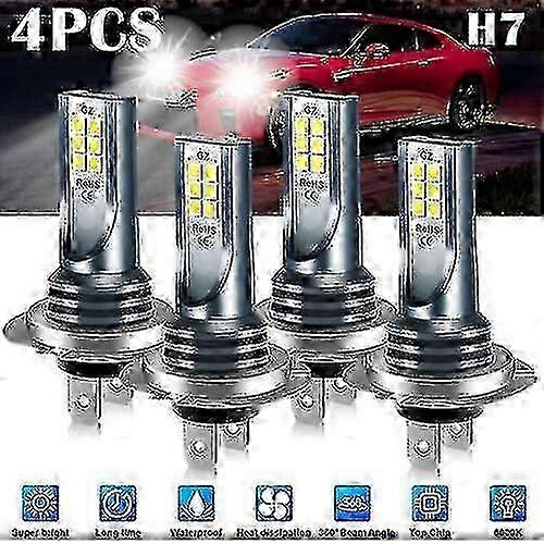 Bright H7 LED Bulb Kit for Autos - 4x 60000LM 6000K Headlight 2