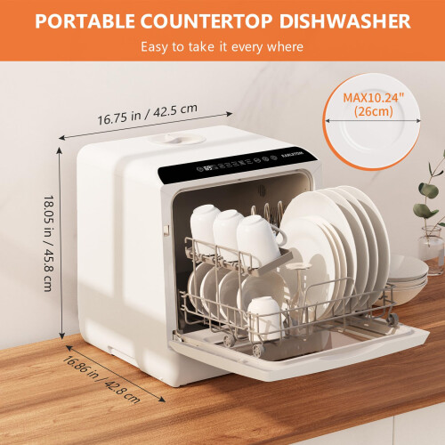 Karlxtom Table Top Dishwasher 6 Programs Mini Dishwasher with Touch Co 1